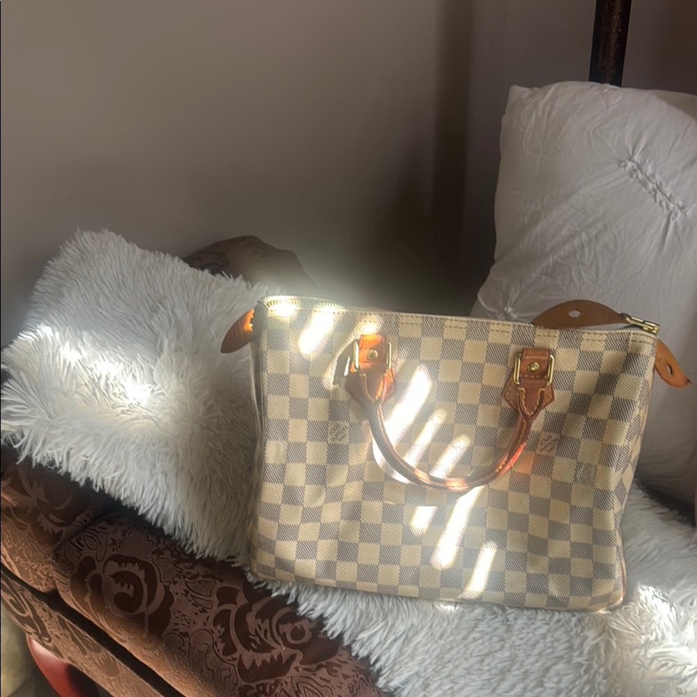 Louis Vuitton Cream and Brown Tote Bag